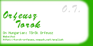 orfeusz torok business card